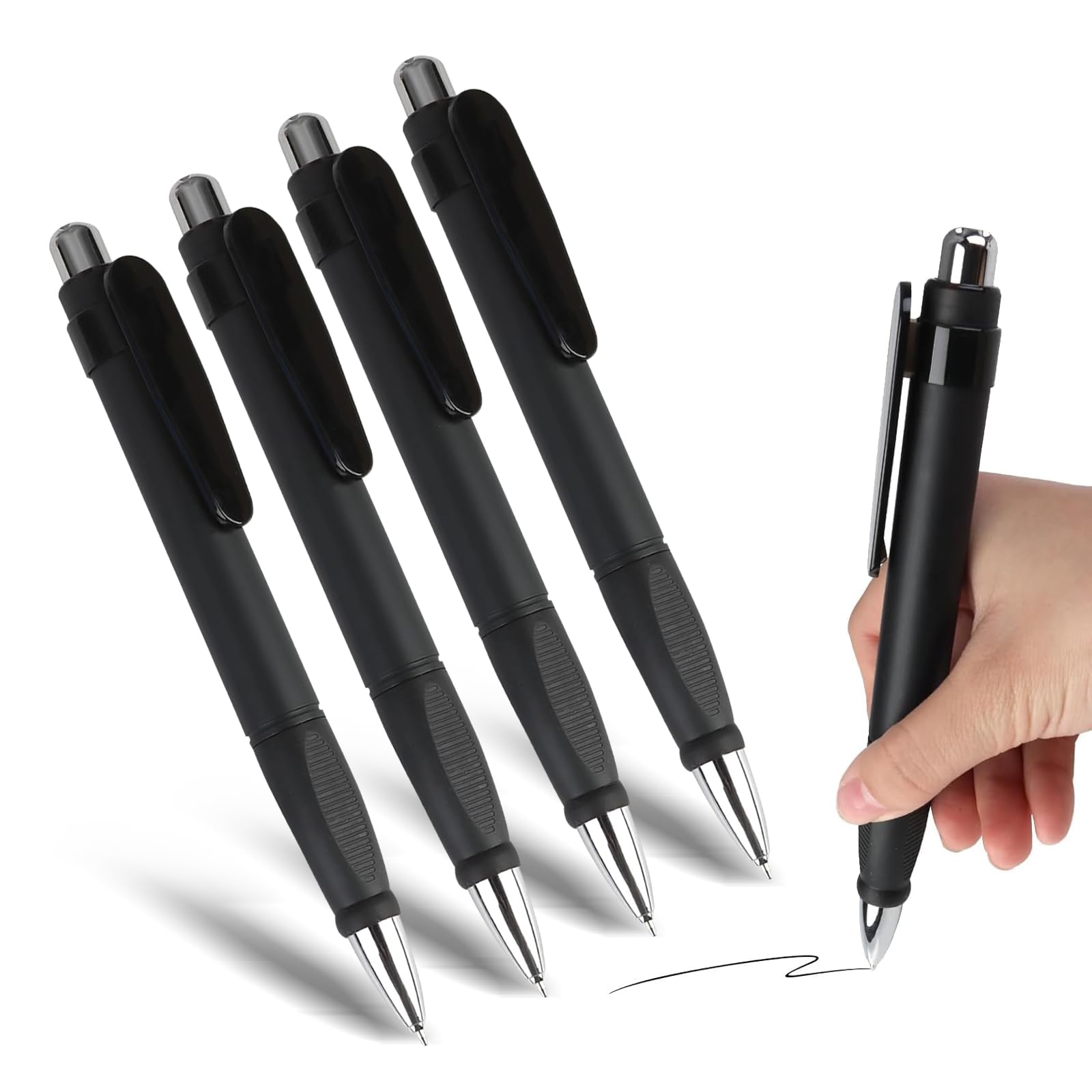 KRENIE 4 Pcs Extra-Large Weighted Retractable Ballpoint Pens with Grip