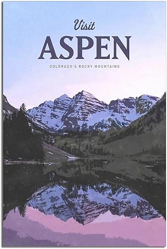 Póster de viaje vintage Aspen Colorado para decoración de pared, dormitorio, sala de estar, regalo, 12 x 18 pulgadas, sin marco.