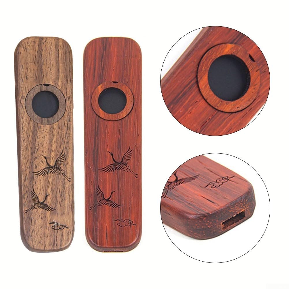 Kazoo en bois pour débutants – Instrument à vent folk en acajou avec diaphragmes, cadeau de musique de fête pour guitare et ukulélé (noyer noir)