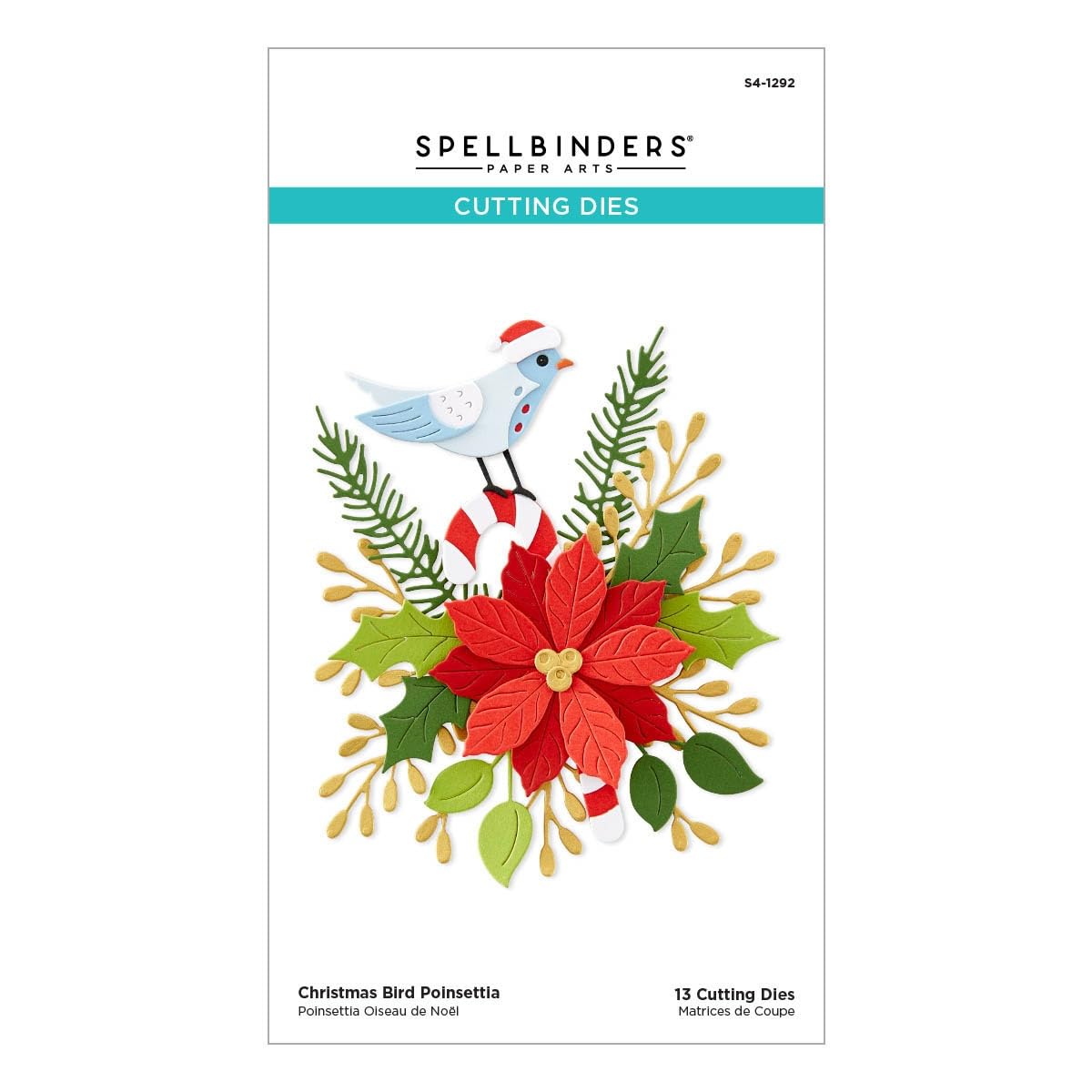 Spellbinders Christmas Bird Poinsettia Etched Dies from The Classic Christmas Collection