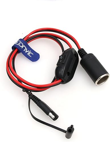 Miniatura 3 de Eonvic Cable de enchufe SAE a encendedor de cigarrillos con interruptor de encendidoapagado 16AWG 12V conector de desconexión rápida adaptador de
