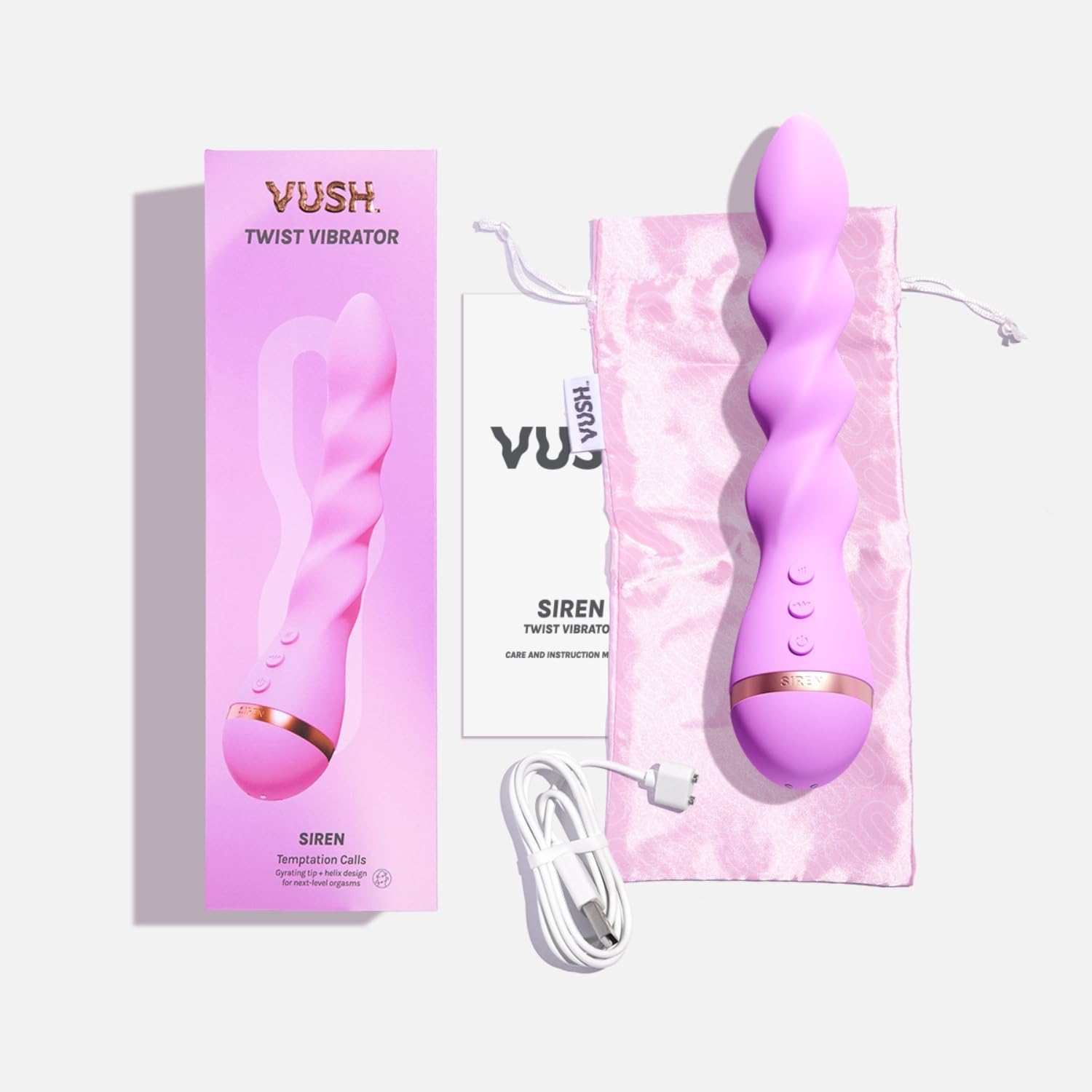 VUSH Siren Twist Vibrator for Women – G Spot Stimulator & Clitoral Vibrators, Silent Sex Toy, Waterproof Rechargeable Women’s Dildo, Medical-Grade Silicone Adult Toys for Women