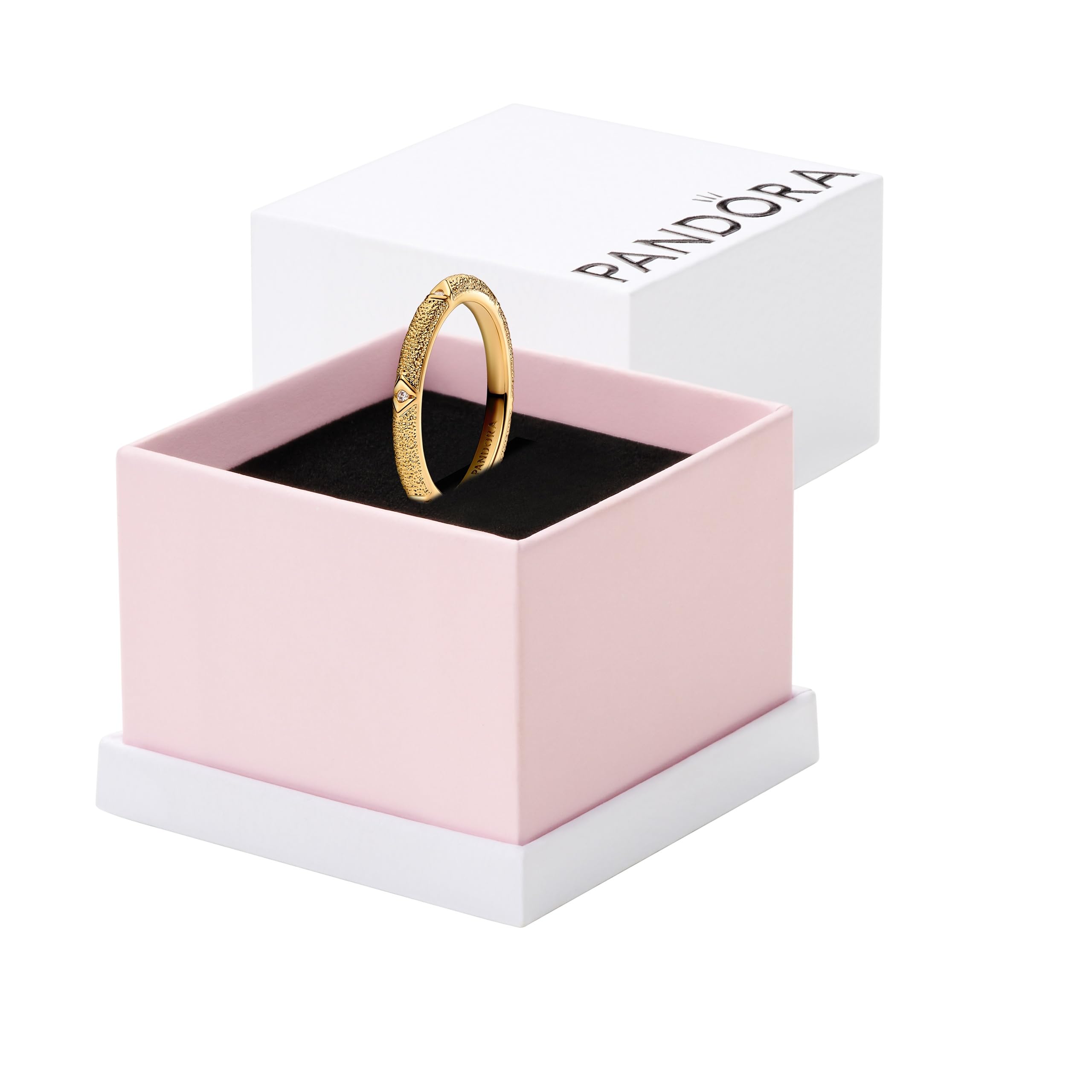 Pandora ME Textur-Ring, 14-karätig vergoldet, mit klarem Cubic Zirkonia