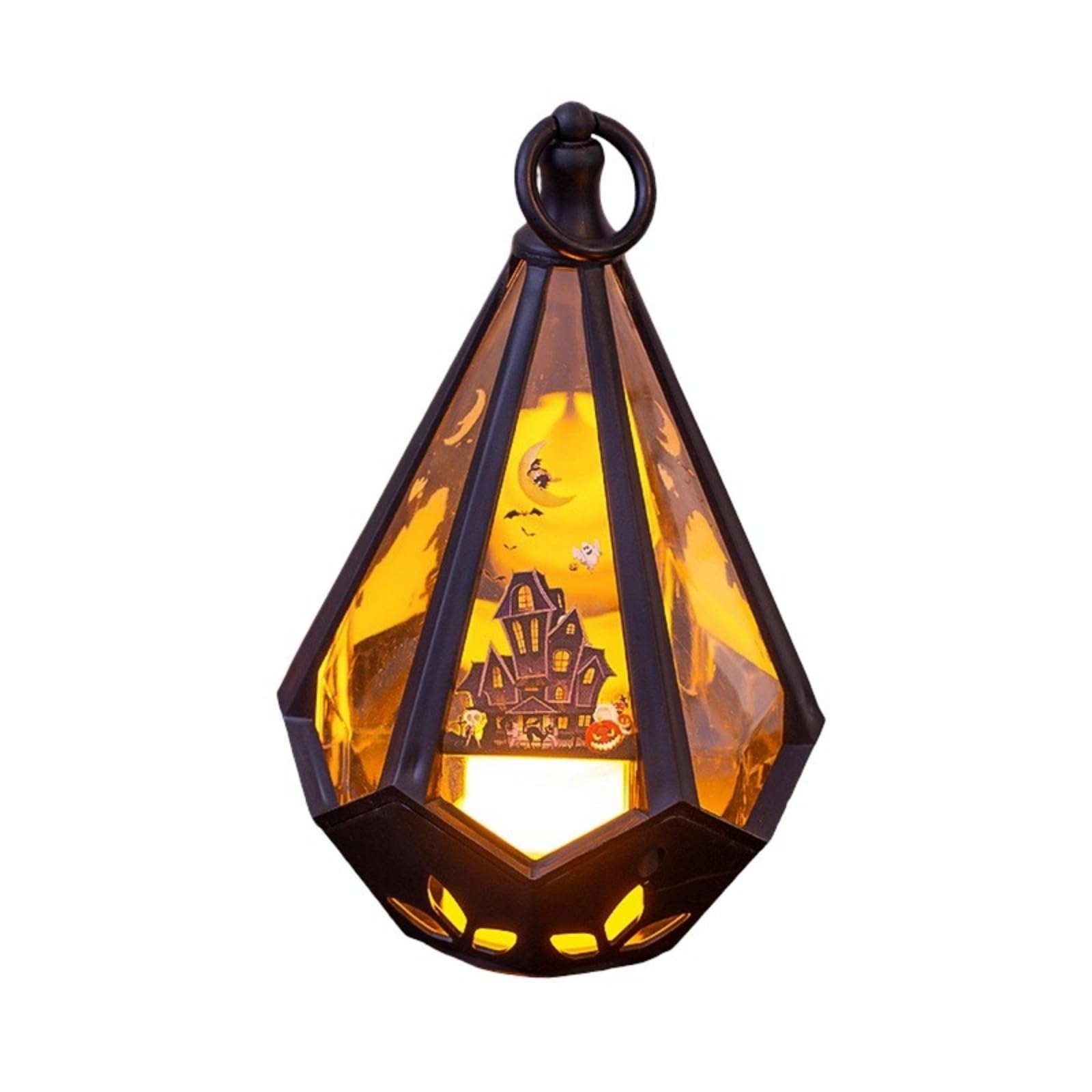 Tabletop Halloween Light with Built in Batteries, Warm Glow and Carry Loop for Seasonal Party Decor Accent Halloween Decorative Light Tabletop Party Accent Fall Centerpiece Indoor Lamp