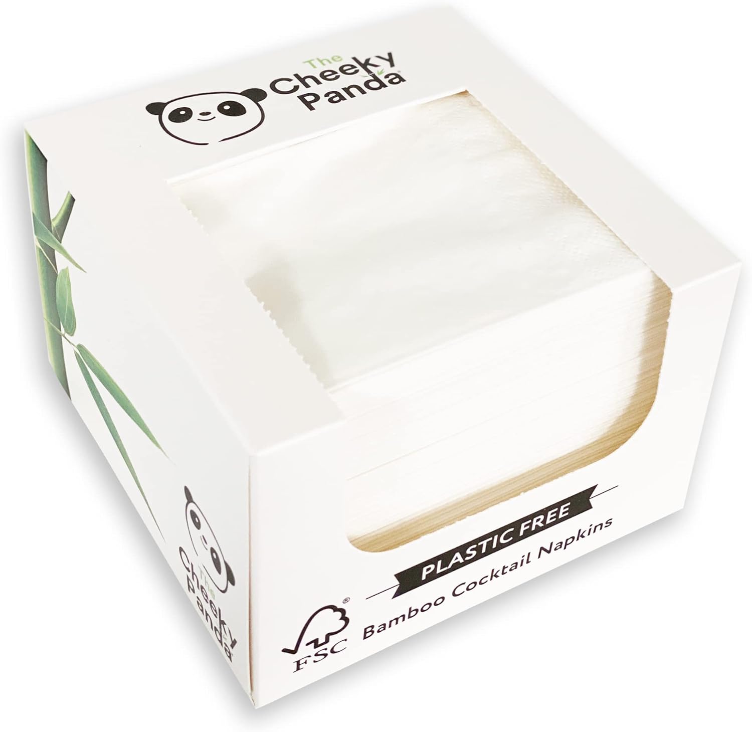 The Cheeky Panda Bamboo Paper Disposable Napkins Pack of 100 White Cocktail Napkins 25 x