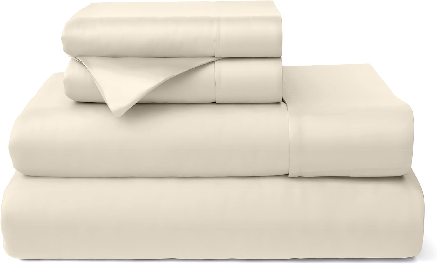 Cosy House Collection 100% Rayon Derived from Bamboo Bed Sheet Set - Cooling, Breathable, Silky Soft 4-Piece Deep Pocket Bedding Set (King, Cream)