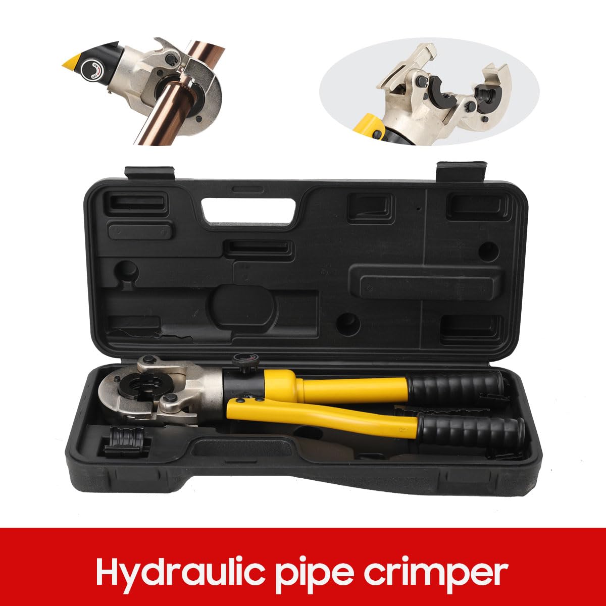 Alicates de presión hidráulica, 6 tonos, crimpadora, contorno TH16, TH20, TH26, TH32 mm, para tubos de cobre, tubo de acero inoxidable, tubo compuesto, con cabezal giratorio de 360 °