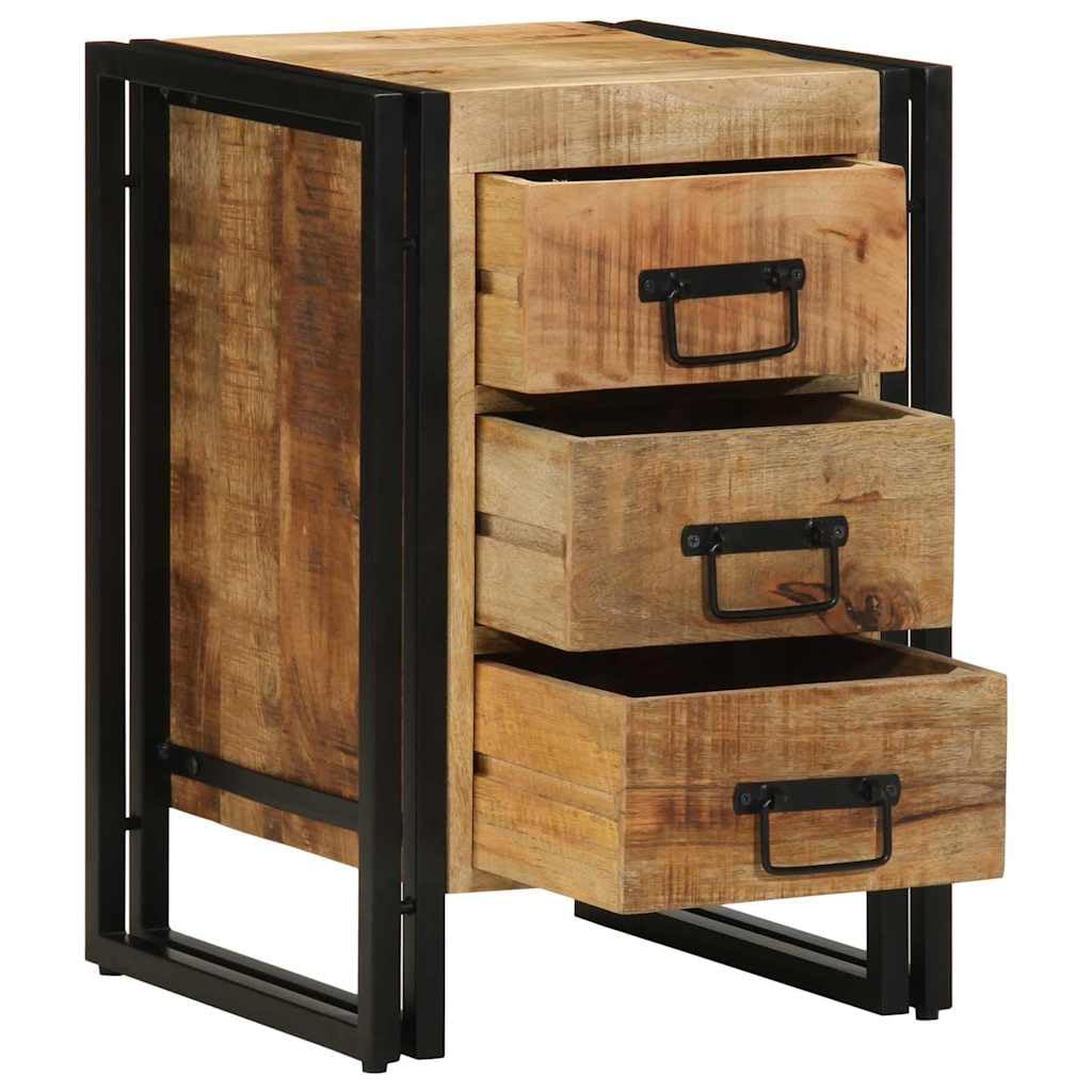 Table de chevet en bois massif de mangue de haute qualité, meuble de nuit robuste 3 tiroirs