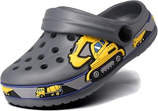 Little Kids Clogs Cute Cartoon Boys Girls Garden Clogs Toddlers Non-Slip Breathable Slides Sandals Children Lightweight Slip-on Beach Pool Shower Slippers