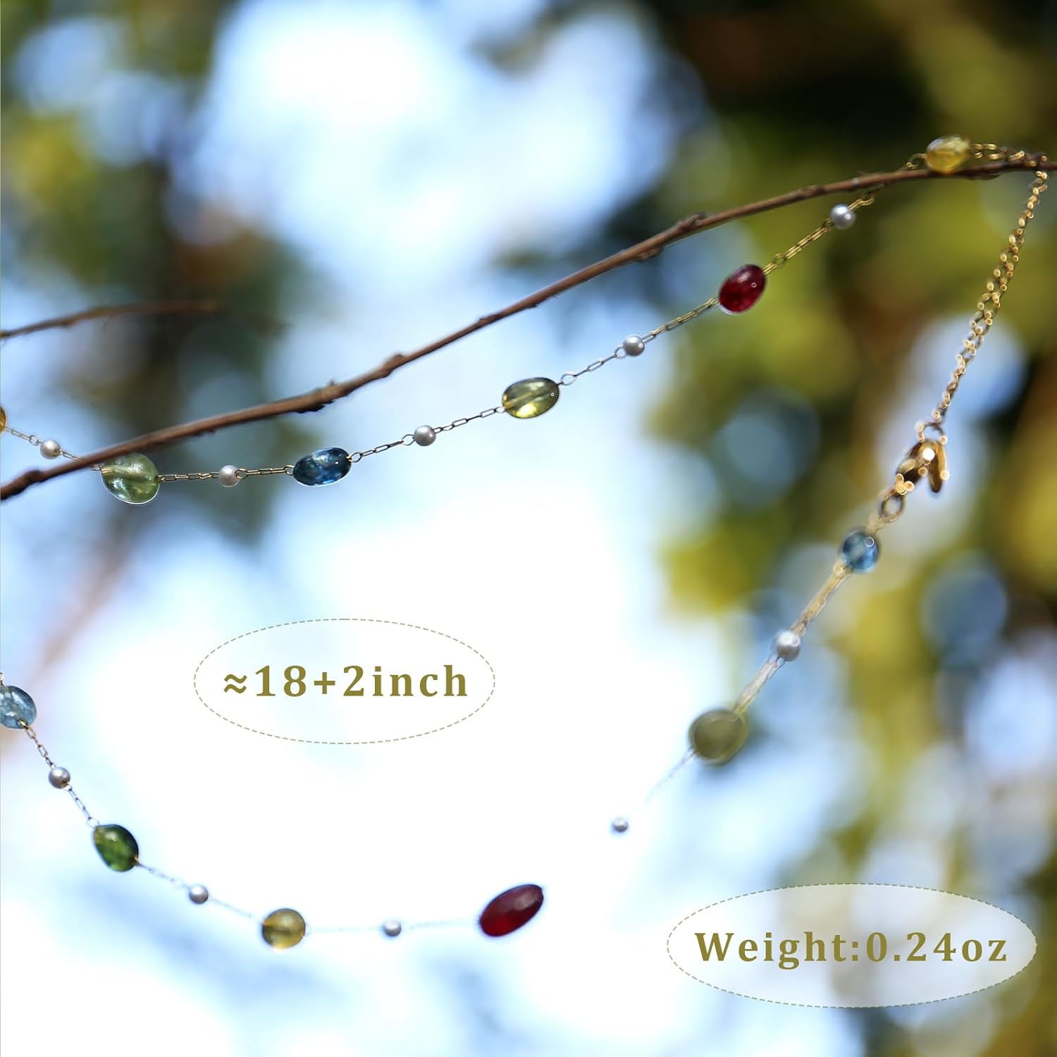 JUN MEIR'S 18K Gold Plated Charm Necklace for Women,Colorful Nature Stone Chain, Birthday Anniversary Jewelry Gifts for Wife, Mom, Best Friend - Image 4