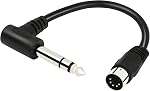 1/4 Inch to DIN 5 Pin Cable 90 Degree 6.35mm Male to MIDI 5Pin Male TRS Stereo Audio Cable for Speaker, Amplifier, Mixe, MIDI Keyboard etc (20 cm)