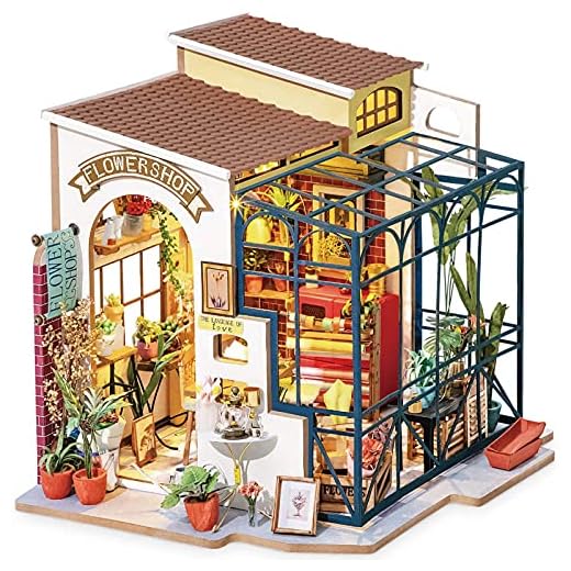 Miniatyr DIY Miniatyr Dollhouse med möbeluppsättning med LED, Tiny Building House Kit, Trä växthus kit, bästa present till barn