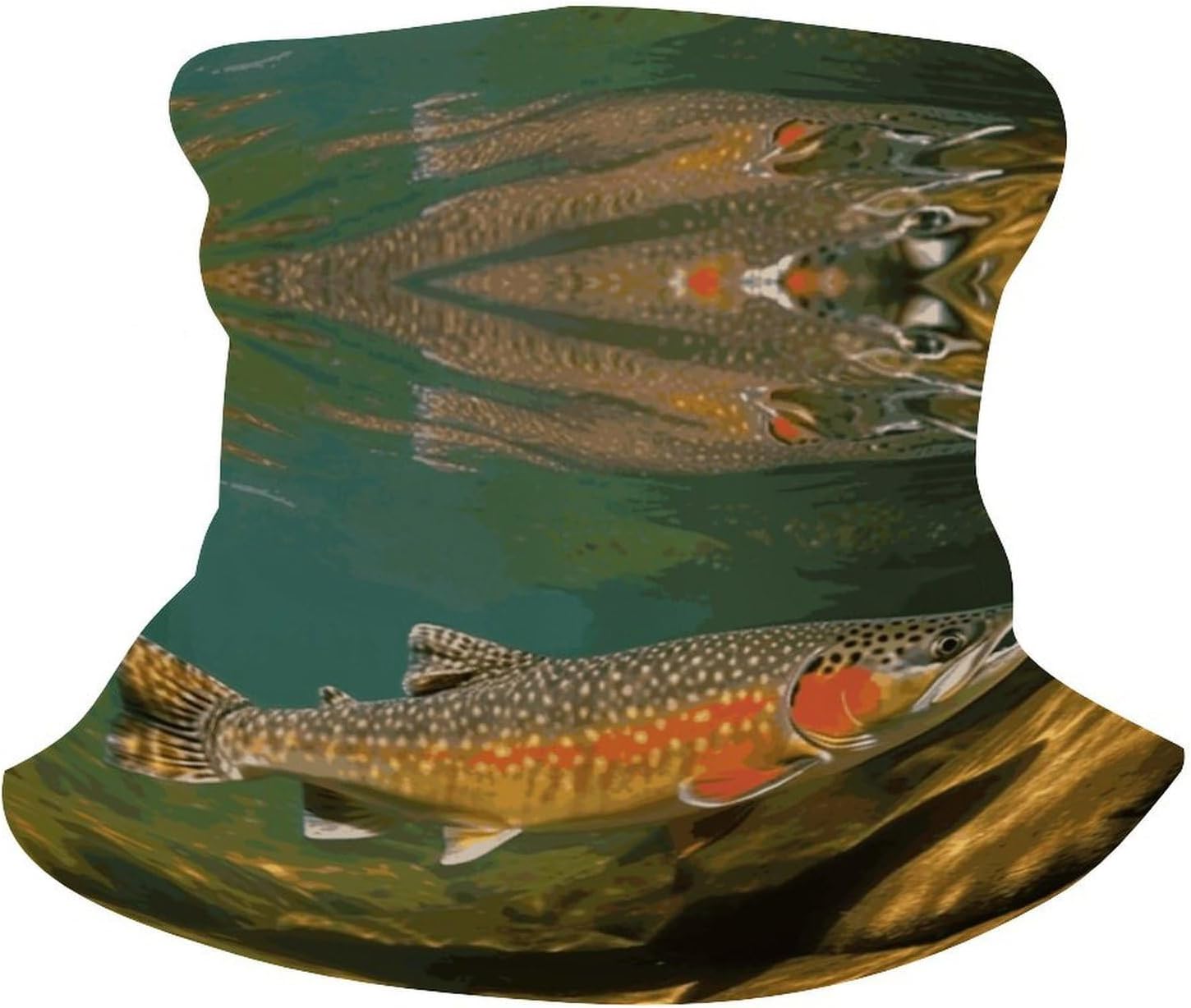 Upf 50+ Fishing Neck Gaiter Breathable Balaclava Half Face Mask Quick Dry Neckscarf Ski Mask Windproof Brook Trout Fly Fishing Face Covering for Sun Protection Outdoor