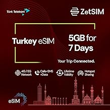Turkey Local eSIM | 5GB Data for 7 Days | 4G/5G High-Speed Data | One SIM for Lifetime | Instant QR Activation | Easy Top-Up via App | Hotspot Sharing Supported | No Contract Required