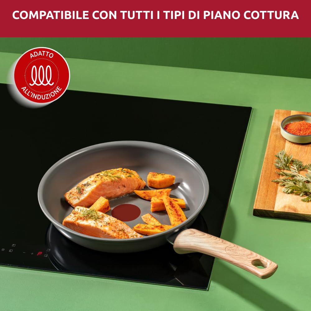 Lagostina Vivissima, Padella Antiaderente 30 cm con Manico Lungo, Rivestimento in Ceramica, Riscaldamento Rapido e Cottura Uniforme, Adatto a Tutte le Fonti di Calore Inclusa Induzione