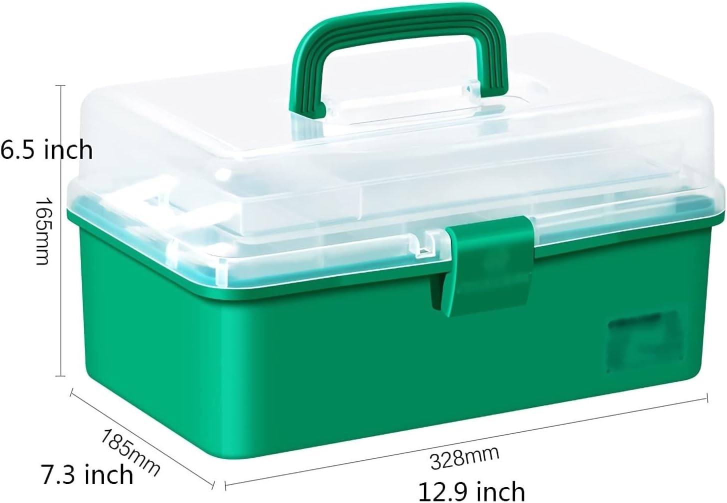 Plastic Tool Box with Removable 3-Layer Tray - Transparent Storage Organizer for Art, Craft, Medical, and Hardware Supplies