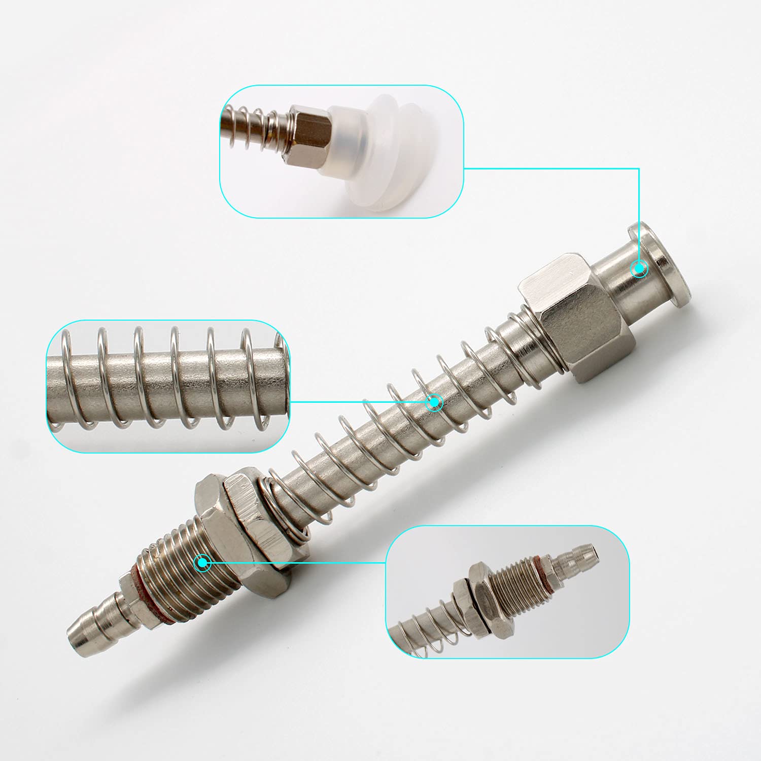 TS-M10-L80-11 Supporto a Ventosa e 3 Pezzi Ventosa Tre Diversi Modelli （HSP-25-2/ HSP-20-2/ HSP-15-2) Ventose in Plastica, Bianca Ventosa in Plastica Trasparente, per Bracci Robotici