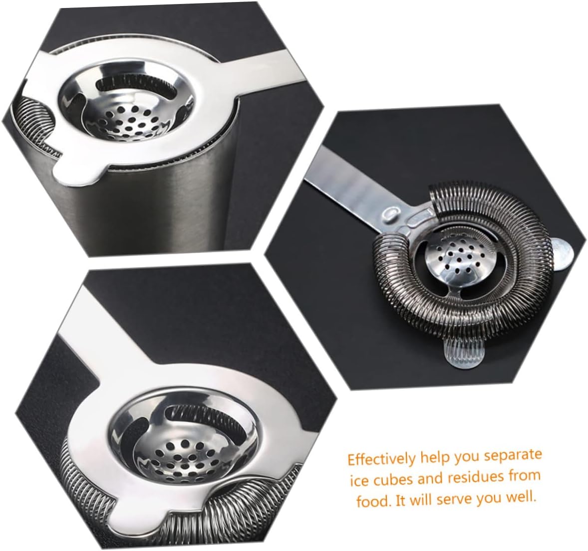 Zerodeko Professional Bar Strainer Stainless Steel Cocktail Strainer Liquor Bar Accessory