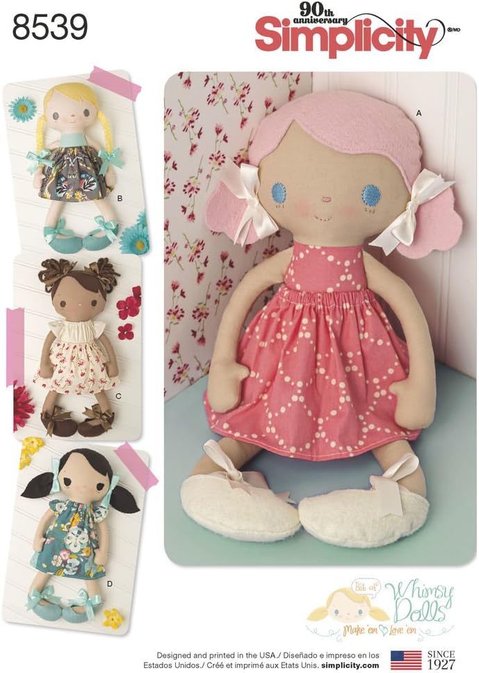 Simplicity Whimsy Doll Clothes Sewing Patterns, One Size Only