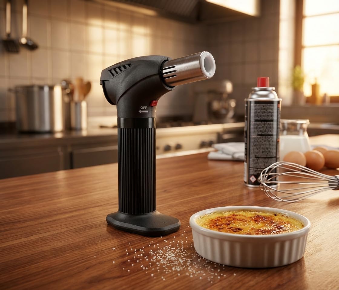 Suinga Pistola de Gas Manual para Reposteria | Soplete Cocina Butano Recargable 65 ml | Uso Profesional y Doméstico