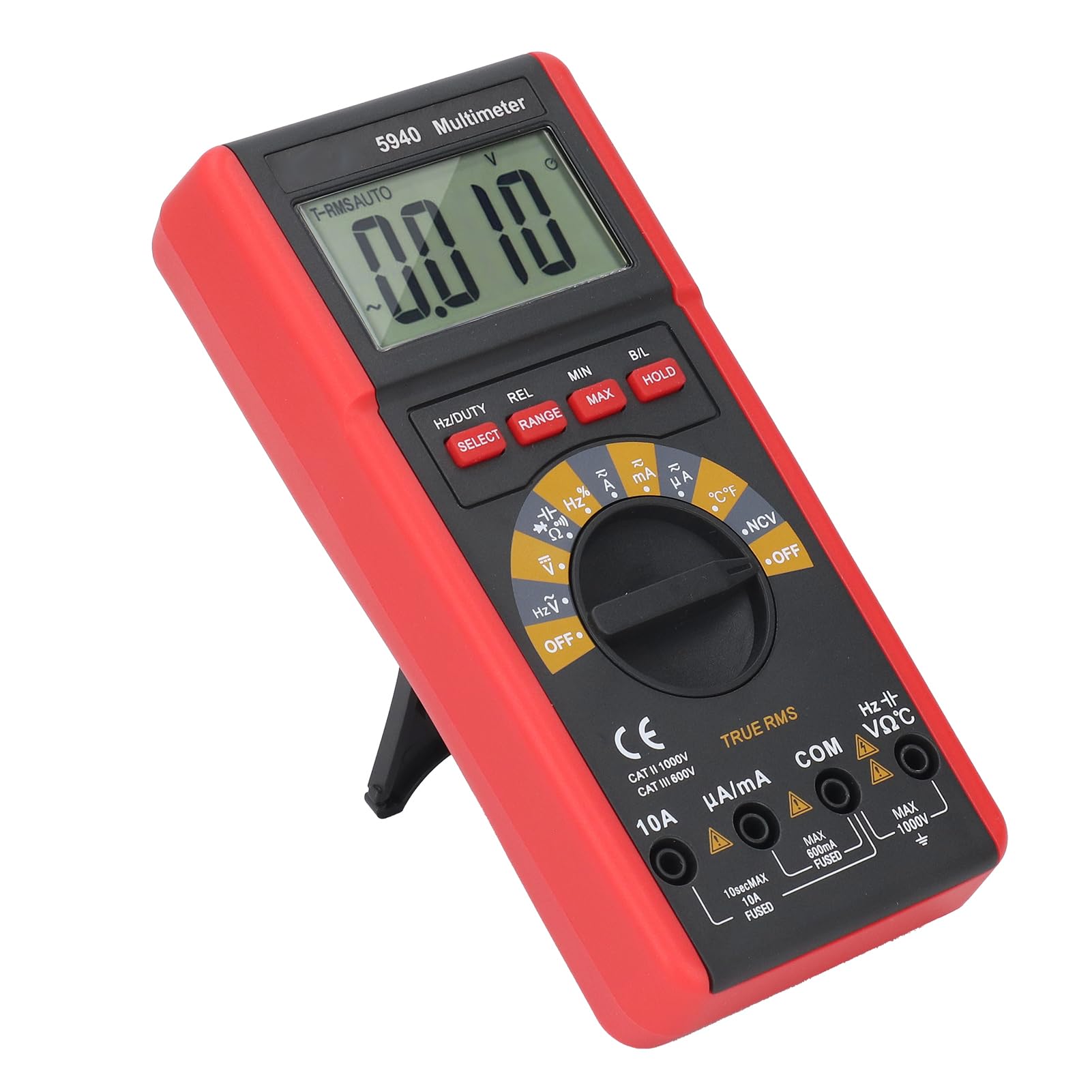 Digitalmultimeter, Rutschfeste Gummihülle, Einstellbarer Spannungs-/Stromwiderstandstester mit LCD-Display für Elektriker und Heimwerker