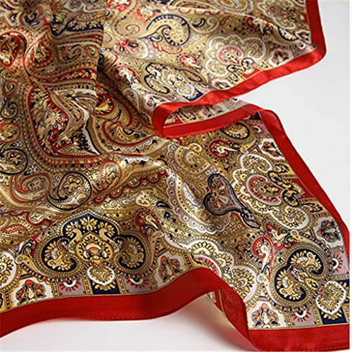 Xwwdp Red And Blue Silk Scarf Large Square French Retro Thin Spring And Autumn Mulberry Silk Shawl Scarf (Color : A, Size : One Size) #TOP2