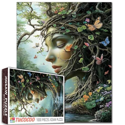 Surreal Earth Goddess 1000 Piece Puzzles for Adult Landscape Puzzle Arts Women Portrait Jigsaw Puzzle for Adults