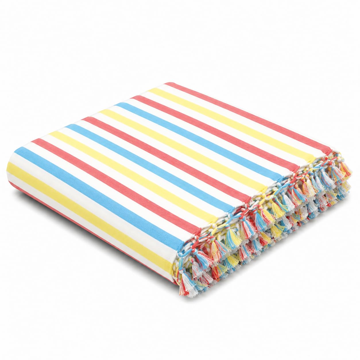 OKTIC Bhagalpuri Chadar Single Large Size 235 x 140 cm, Multicolor Striped Cotton Throw with Fringe Detail, Odhne Wali Chadar Seasons-image-11