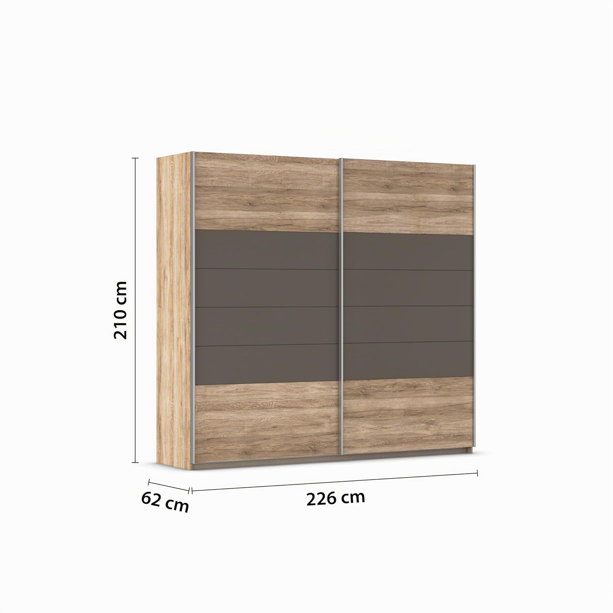 Rauch Möbel Barcelona - Camera da letto in rovere Sanremo chiaro/grigio lava, composto da letto con superficie di appoggio 160 x 200 cm, con 2 comodini e armadietto con ante sospese, 226 x 210 x 62 cm