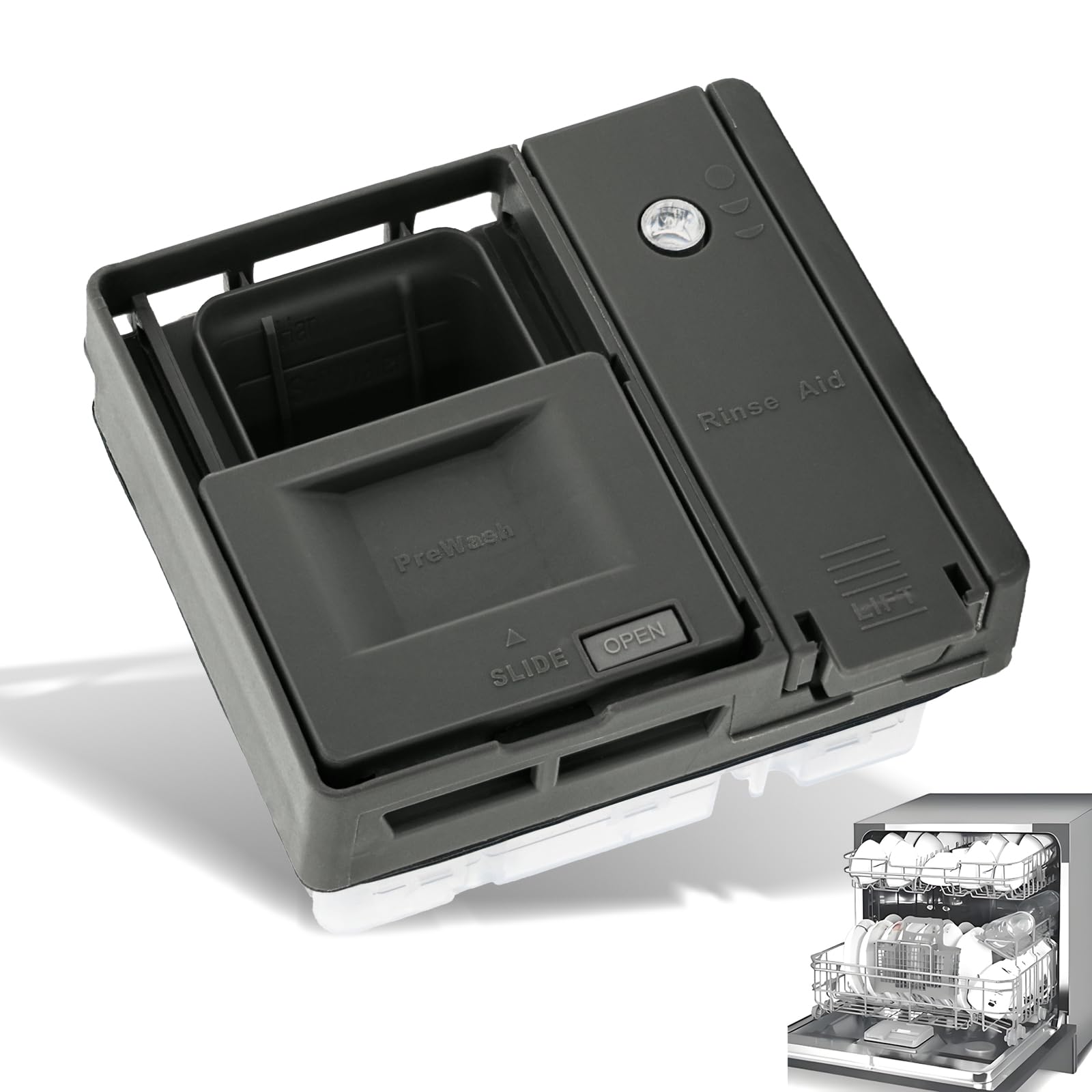 Upgraded W10861000 Detergent Dispenser Compatible with Whirlpool Kitchenaid Dishwasher Replacement Parts WDTA50SAHZ0 WDT750SAHZ0 WDT730PAHZ0