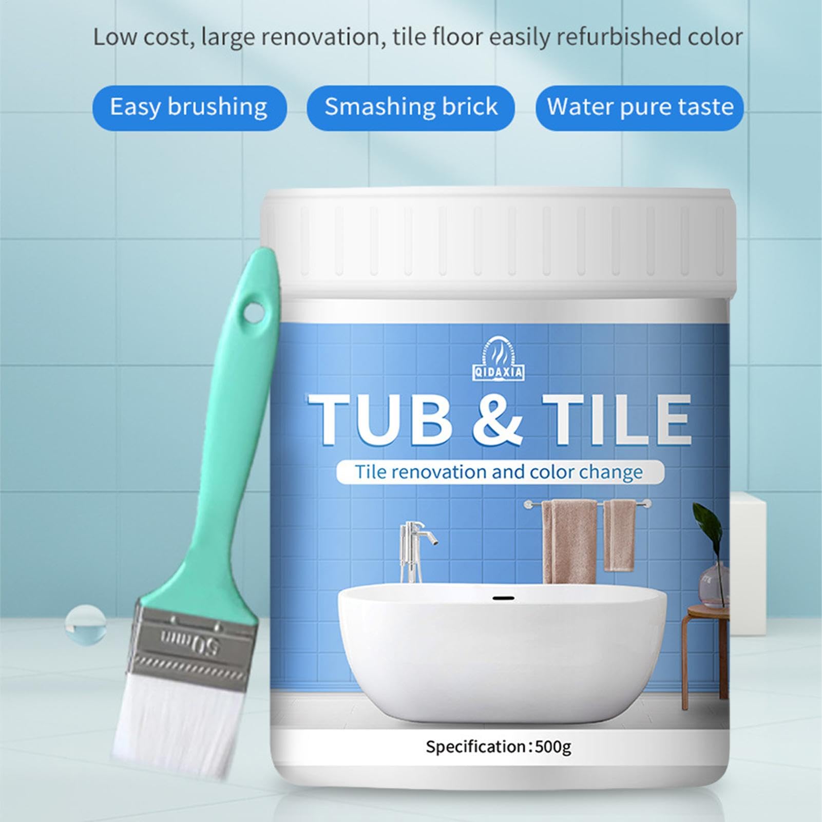 Kit Peinture Carrelage, Peinture Pour Baignoire Blanc, Peinture Baignoire Lavabo, Peinture Émaillée Blanche, Kit Peinture Salle De Bain Pour Baignoires, Éviers, Comptoirs, Facile À Utiliser