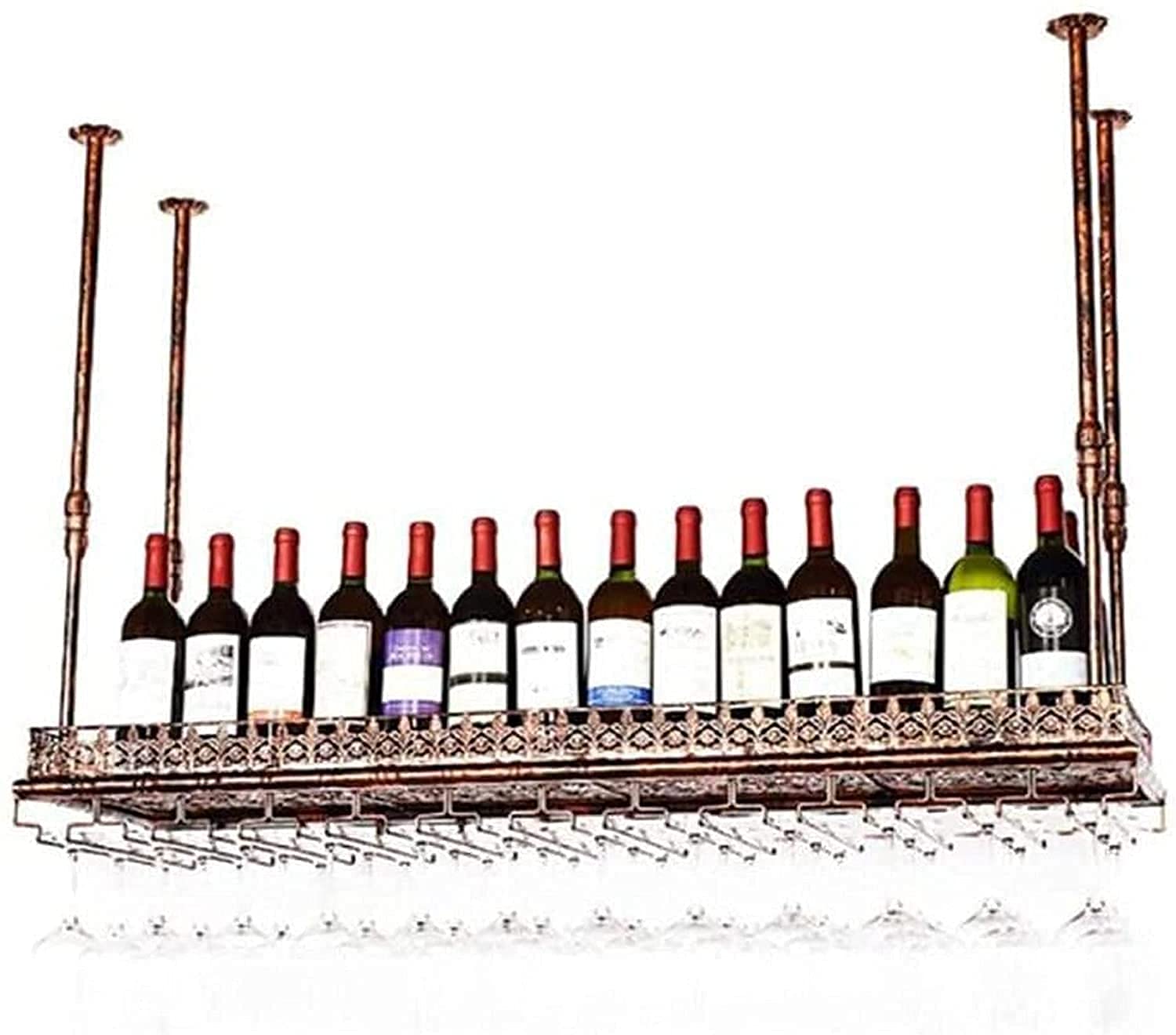 Casier à vin réglable en hauteur en fer avec porte-bouteilles mural pour décoration bar