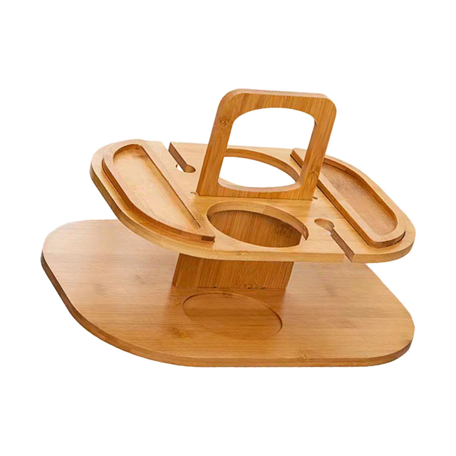 Nucelit Foldable Portable Wooden Storage Table for Wine Bottles Fruit Outdoor Picnics Detachable Wine Glass Holder