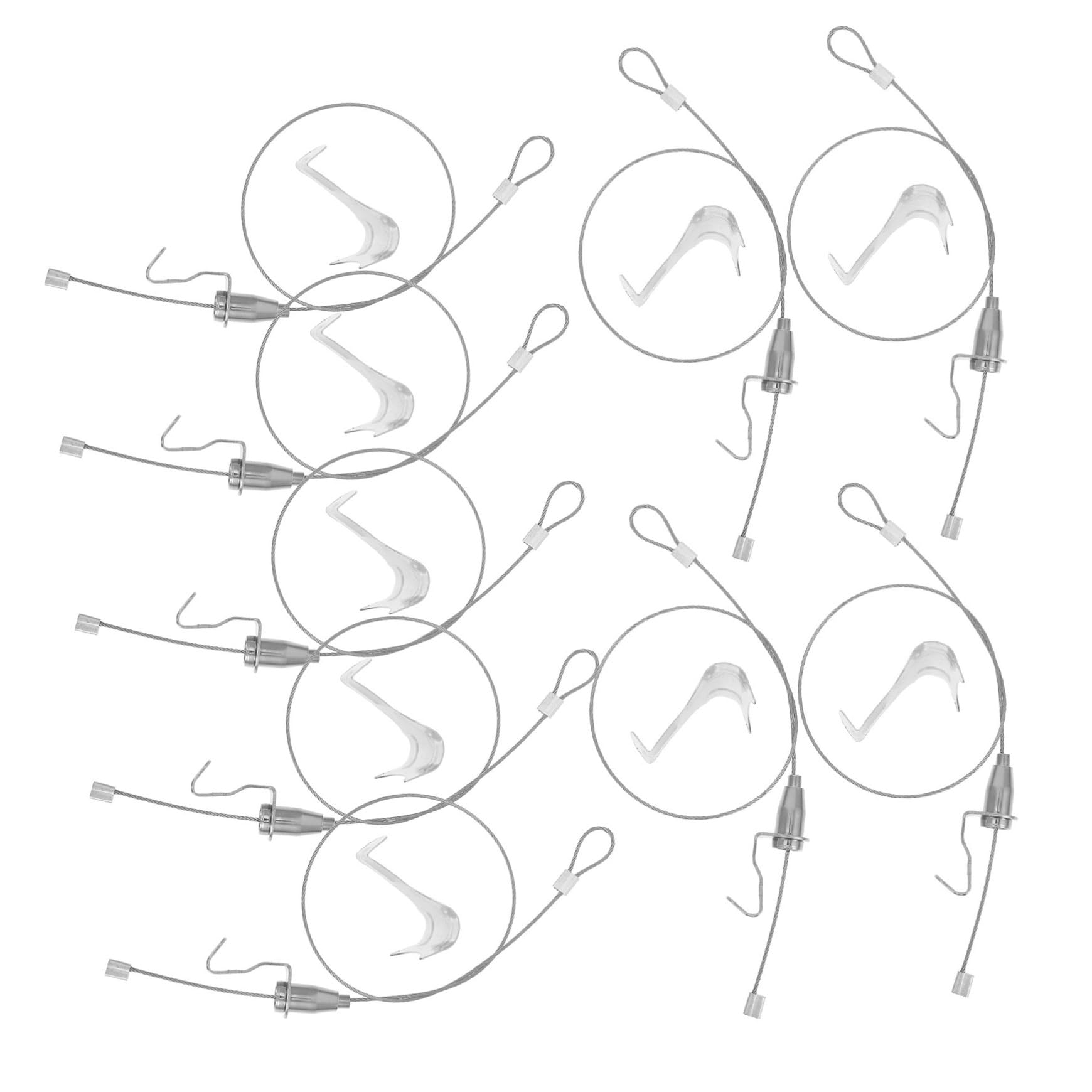 Ganci per Appendere Quadri in Filo Regolabile 10 Set Argento | Acciaio Inox e Ferro, Installazione Semplice, per Wall Arts e Board in Casa e Gallerie