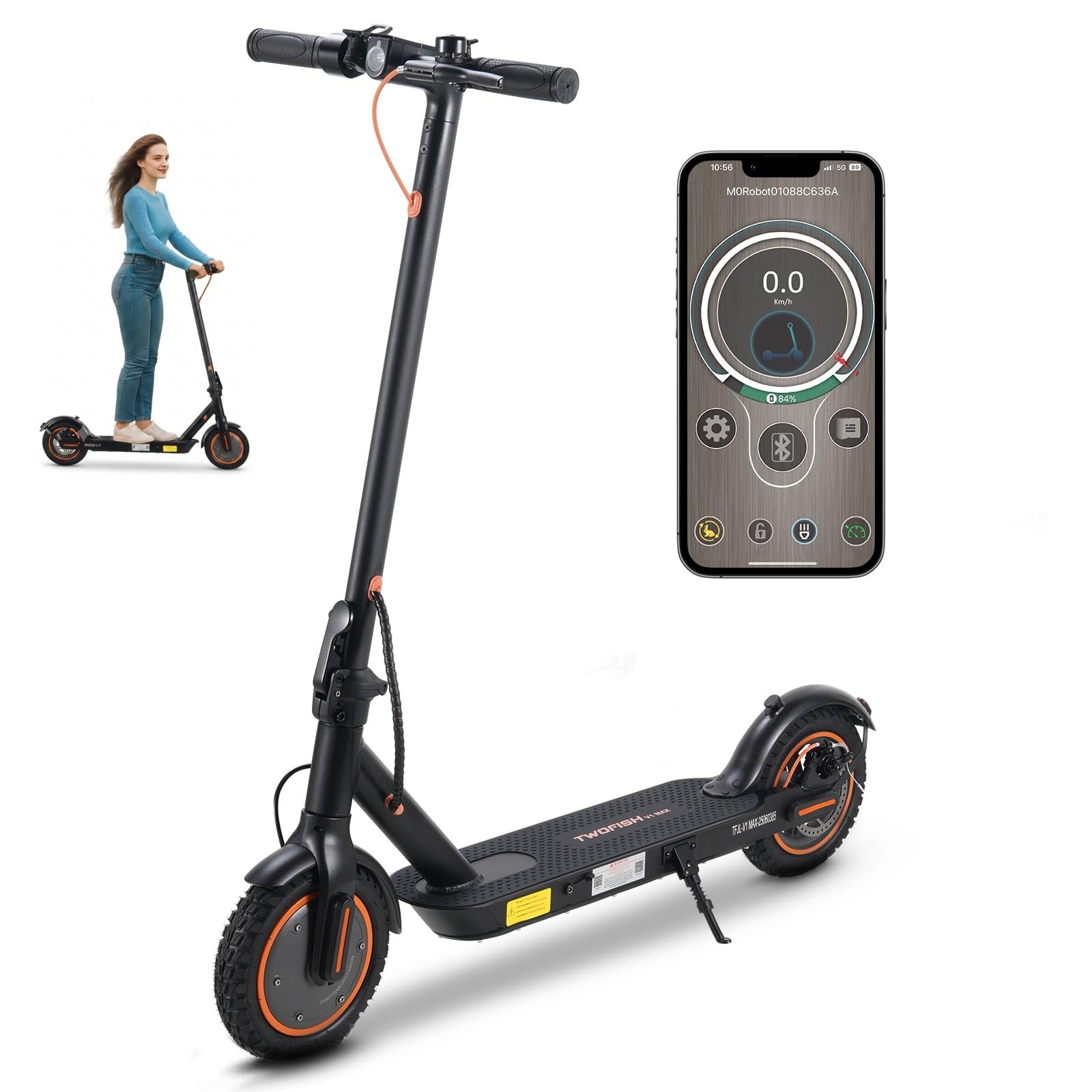 V1MAX Monopattino Elettrico Pieghevole, 36V 10.4Ah, 25-30Km di Autonomia | Due Velocità, Display a LED, Controllo Tramite App, Pneumatici 10", Ricarica Rapida, Doppia Sospensione&Freno a Disco