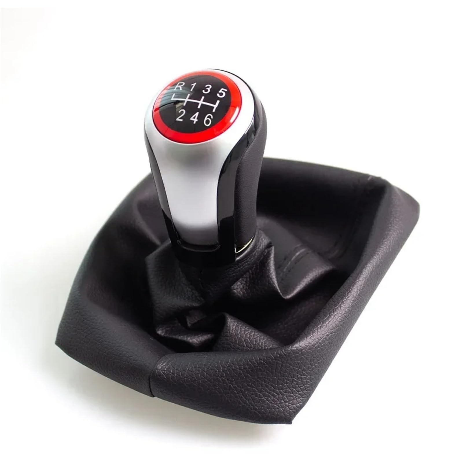 BWSDMZJQRT Car Gear Shifter Knob for Skoda for Octavia 2 Car Gear Shift Knob with PU Leather Gaiter Boot Cover 5/6 Speed Lever Change Knob(6 Speed)