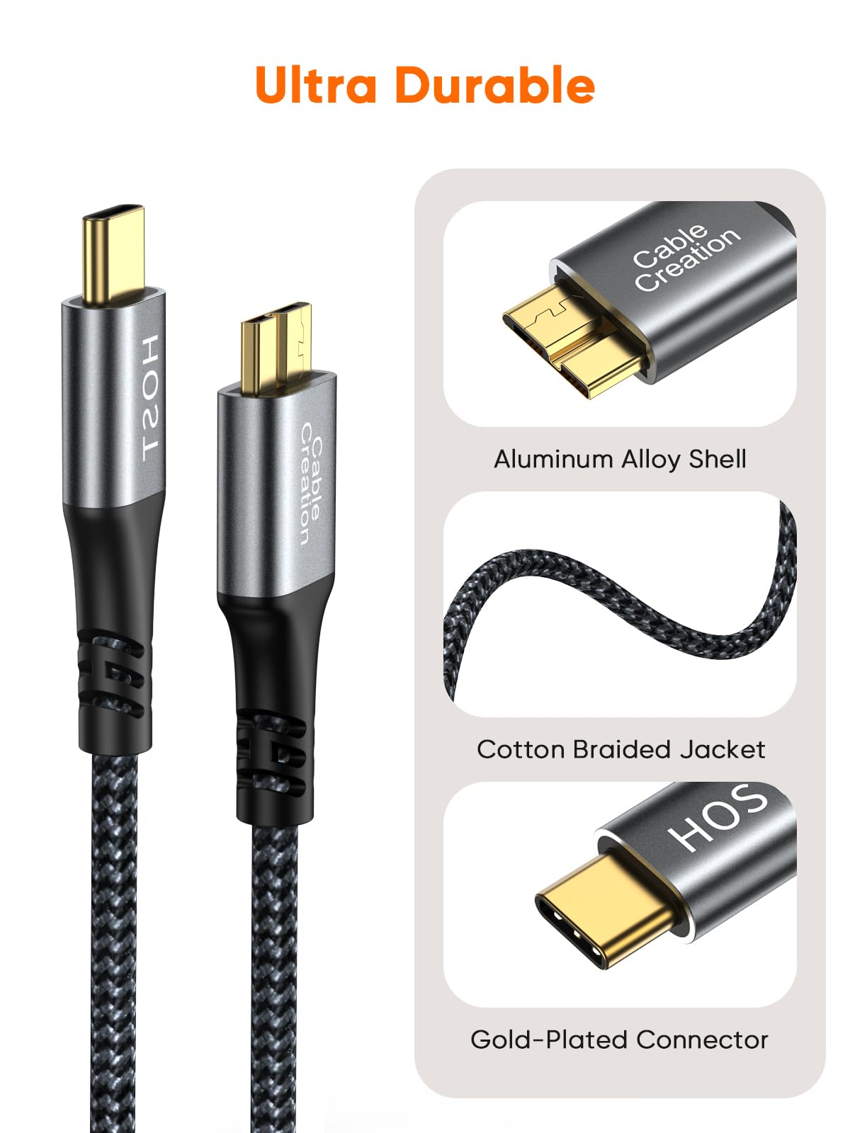 10Gbps USB C to Micro B Cable - Fast Data Transfer -2