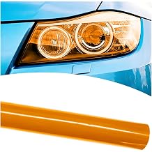 Craedli 11.8848 Inch Car Headlight Taillight Tint Film, Orange | Self-Adhesive Fog Brake Light Vinyl Wrap Protector Film Roll, Cuttable Car Tint Sticker Auto Modification Cover for Vehicles