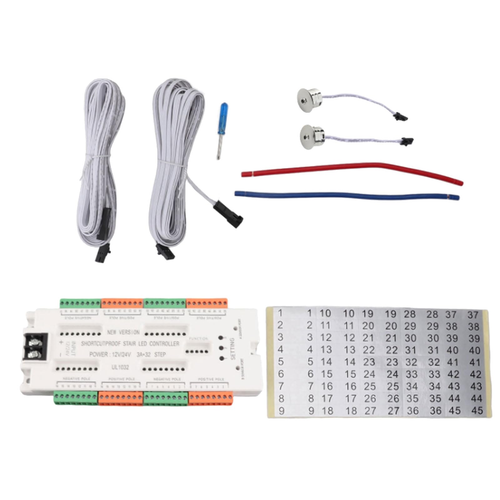 Controlador de luz de escalera LED de 32 canales y 12V 24V con sensores de movimiento integrados