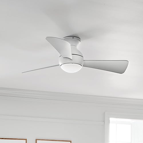 Miniatura 5 de Kichler 330151MWH Ventilador de techo Sola LED de 44 pulgadas, control de pared de 3 velocidades, función completa, acabado blanco mate con