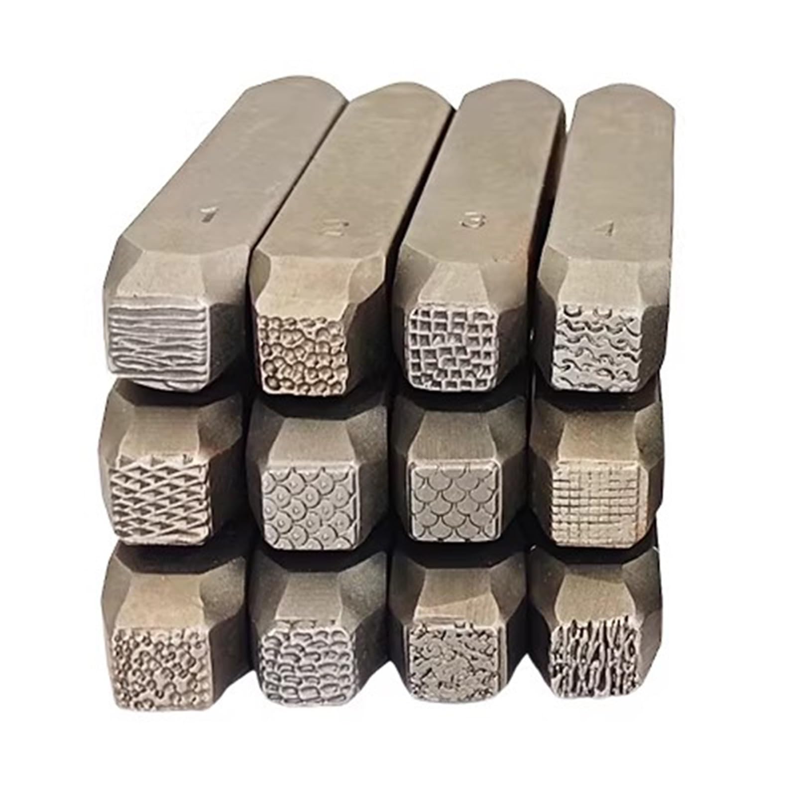 12pcs Metal Stamping Kit Geometric Texture Pattern Steel Stamps for Crafting, Leather, Wood & DIY Jewelry Making