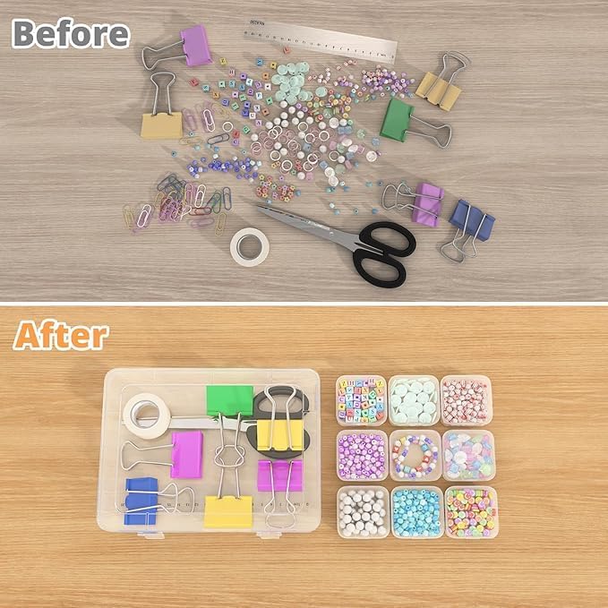 Image of Transparent Jewellery & Accessories Storage Box | 30 Box Multi-Compartment Organizer with Removable Grids | Plastic Organizer Box for Earrings, Beads, Craft & Small Items (Pack-1)