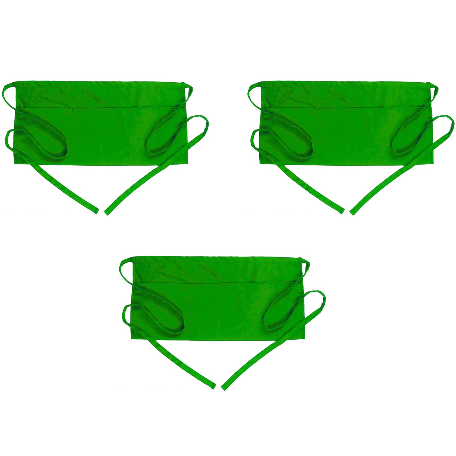 BOHARERS Waist Apron with 3 Pockets 3 Pack - Green Waitress Server Short Apron