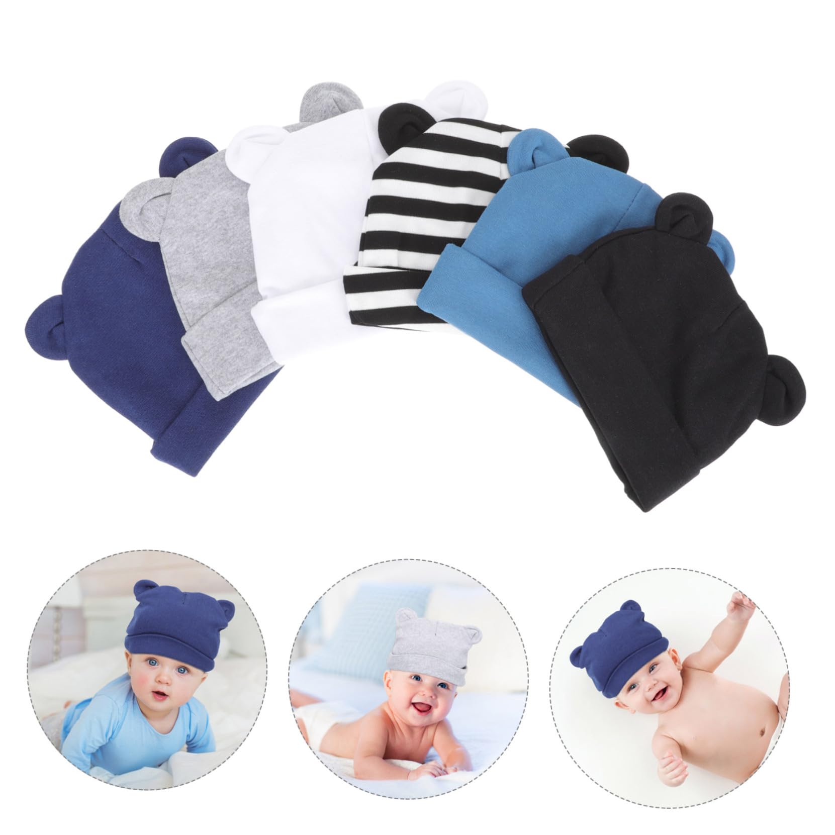 Homoyoyo 2 Sätze Kawaii Baumwollmütze Für Junge Mädchen Teiliges Mit Niedlichen Neugeborenen Hüte Gestreift Für Jungen Jahre 6 Stück * 2