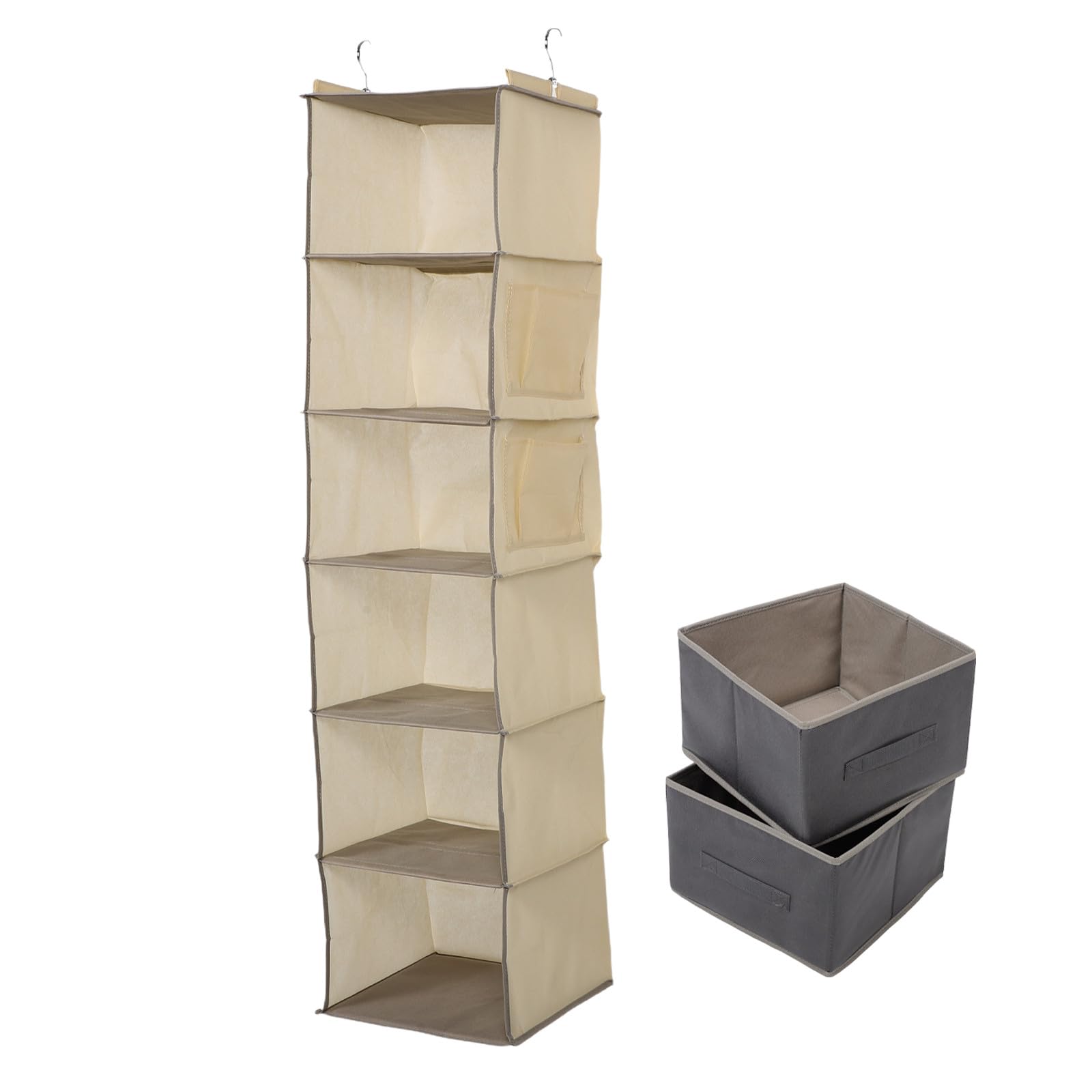 DECHOUS Organizador Colgante para Maximizar el Almacenamiento de Tela No Tejida Beige y Compartimentos Separados 6 Niveles y Facilitar el Acceso de Armario Hogar