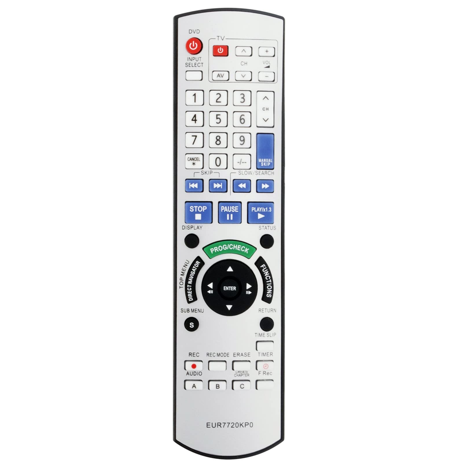 EUR7720KP0 Replacement Remote Control Remote fit for Panasonic DVD Recorder EUR7720KN0 EUR7720KL0 DMR-ES10 DMR-ES10P DMR-ES10S DMR-ES10K DMRES10 DMRES10P DMRES10S DMRES10K