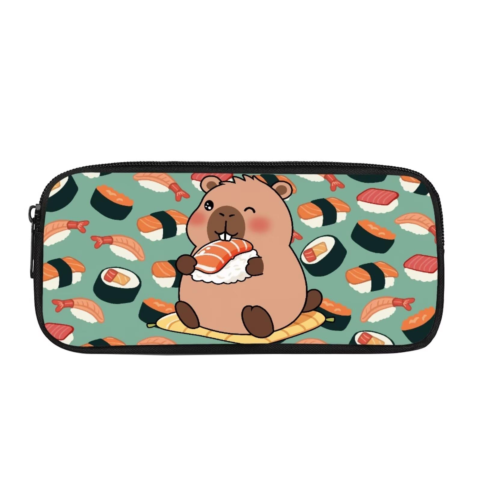 Coloranimal Sushi Capybara Pencil Case for Kids Girls Pen Case Organizer Pencil Case Pouch Kindergarten Elementary Pen Pouch Middle High School Pen Pouch Bag