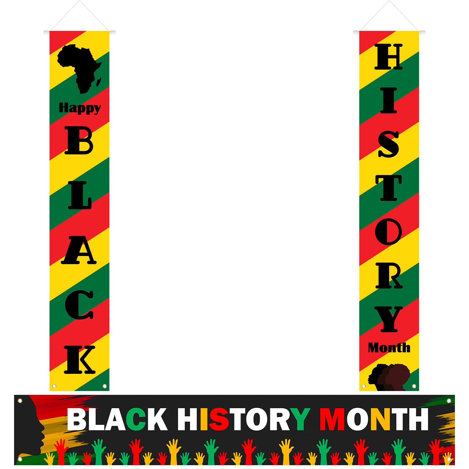 Yoiemivy 3 Pcs Black History Month Decoration Juneteenth Kwanzaa Outdoor Porch Sign African American BHM Commemoration Festival Party Front Door Porch Banner Black Freedom Festival Celebration