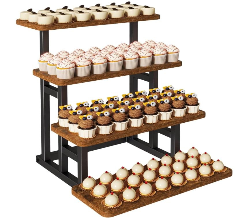 Cupcake Stand for 50 Cupcakes 4 Tier Wooden Risers Display Stands
