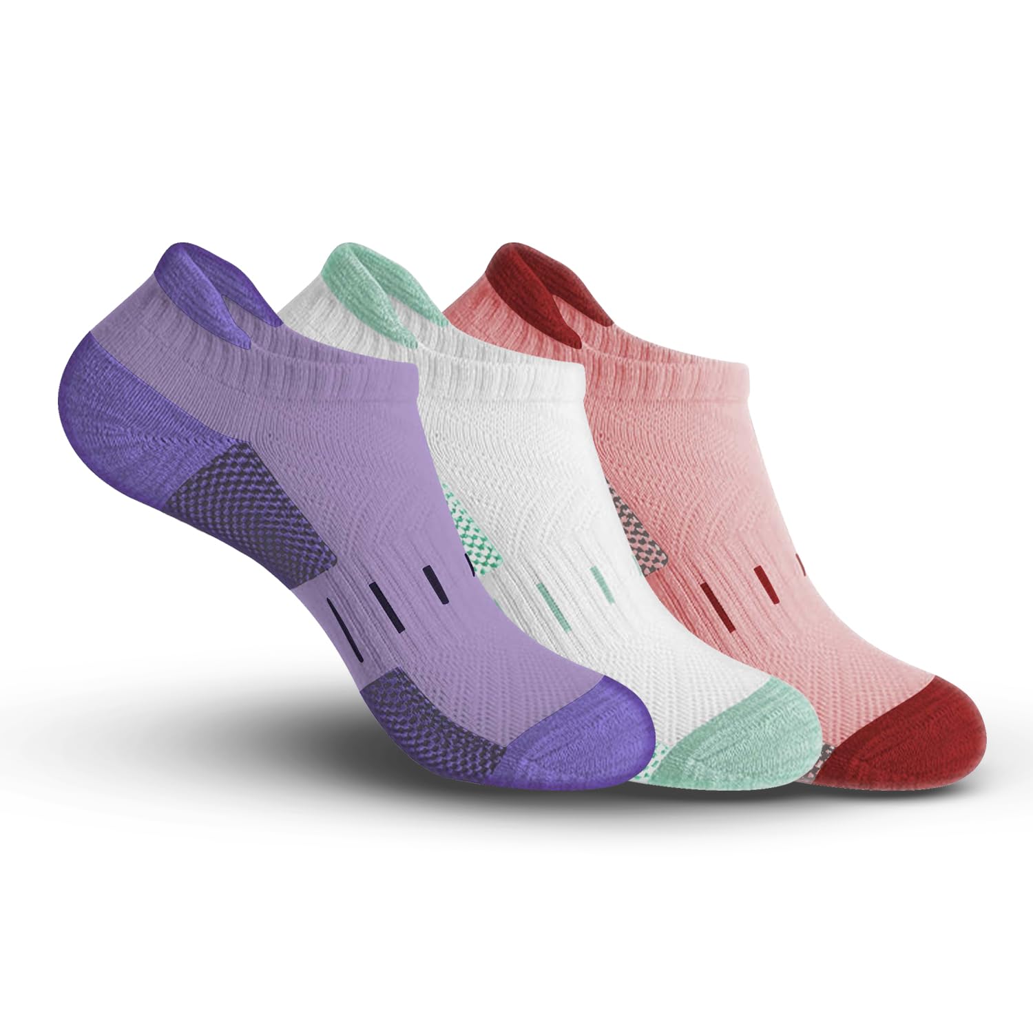 Bamboo Sports Socks for Women | Ankle Length | Anti Odour & Breathable | Cushioned Base & Anti-Bacterial | Softer than Cotton Socks | Pack Of 3 | Purple, White & Light Pink